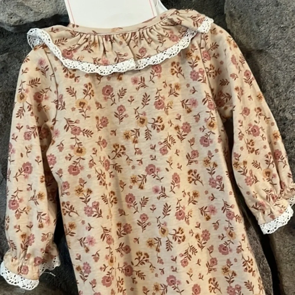 NWT Floral Nicole Miller one piece jumpsuit  sleeper‎ w headband size 6-9 months